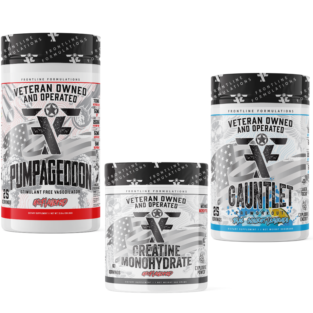 Gauntlet Pump Creatine Monohydrate Stack GAUNTLET Quickly becoming one of the most sought-after mid-stim pres on the market! Boasting 275mg of caffeine combined with 50mg of astragin for almost instant absorption! 300mg of L-Theanine to prevent jitters an