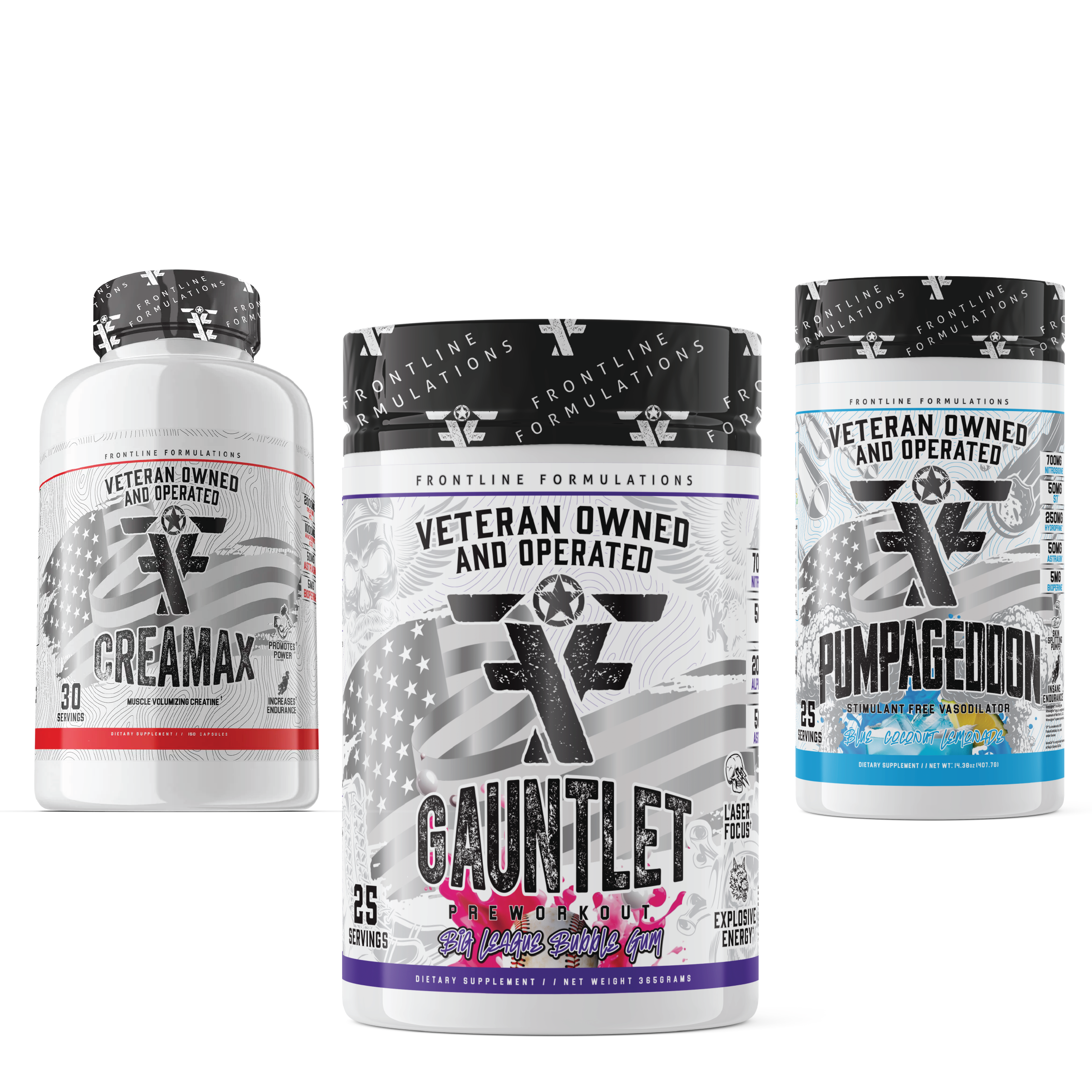 Gauntlet Pumpageddon Creamax Stack Gauntlet Gauntlet is quickly becoming one of the most sought-after mid-stim pres on the market! Boasting 275mg of caffeine combined with 50mg of astragin for almost instant absorption! 300mg of L-Theanine to prevent jitt