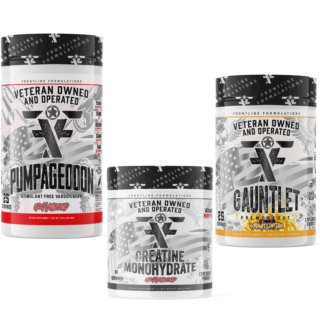 Gauntlet Pump Creatine Monohydrate Stack GAUNTLET Quickly becoming one of the most sought-after mid-stim pres on the market! Boasting 275mg of caffeine combined with 50mg of astragin for almost instant absorption! 300mg of L-Theanine to prevent jitters an