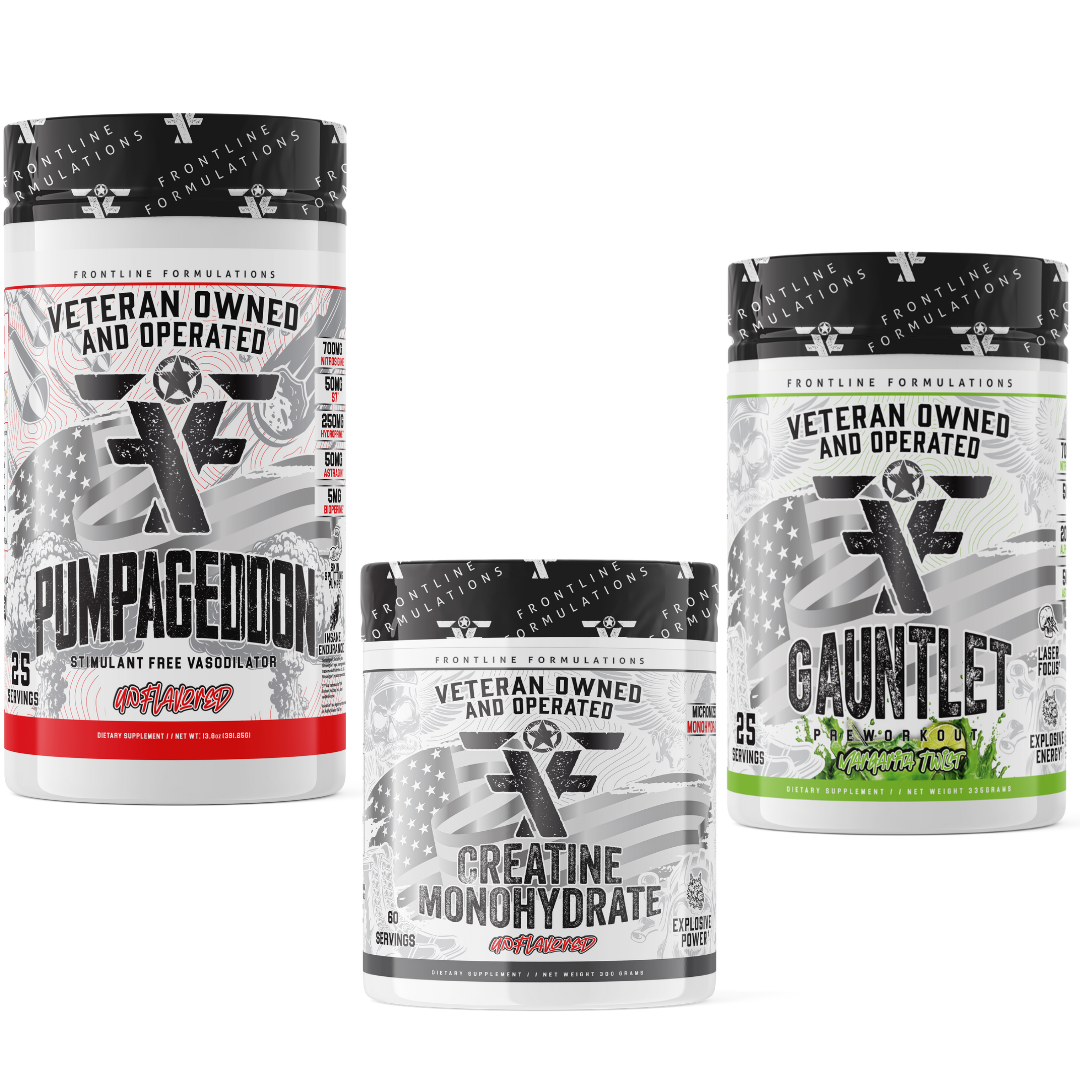 Gauntlet Pump Creatine Monohydrate Stack GAUNTLET Quickly becoming one of the most sought-after mid-stim pres on the market! Boasting 275mg of caffeine combined with 50mg of astragin for almost instant absorption! 300mg of L-Theanine to prevent jitters an