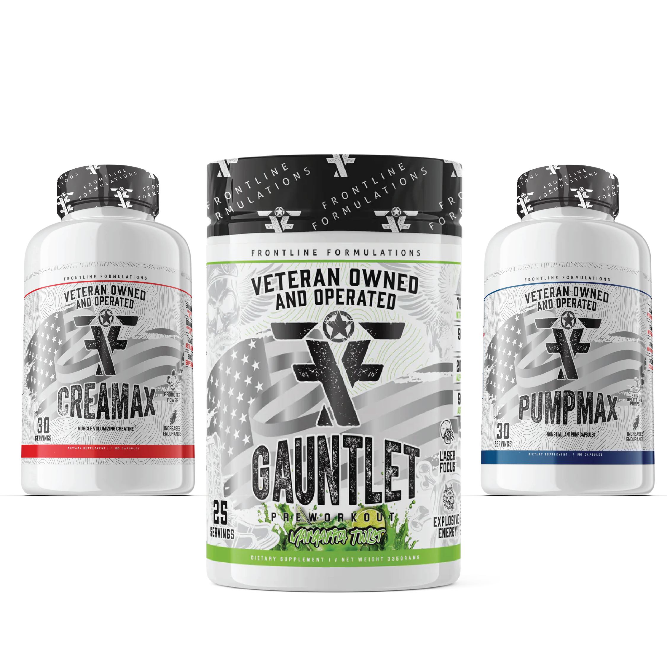 Gauntlet Pumpmax Creamax Stack Gauntlet Gauntlet is quickly becoming one of the most sought-after mid-stim pres on the market! Boasting 275mg of caffeine combined with 50mg of astragin for almost instant absorption! 300mg of L-Theanine to prevent jitters