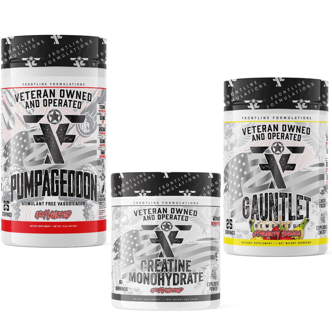 Gauntlet Pump Creatine Monohydrate Stack GAUNTLET Quickly becoming one of the most sought-after mid-stim pres on the market! Boasting 275mg of caffeine combined with 50mg of astragin for almost instant absorption! 300mg of L-Theanine to prevent jitters an
