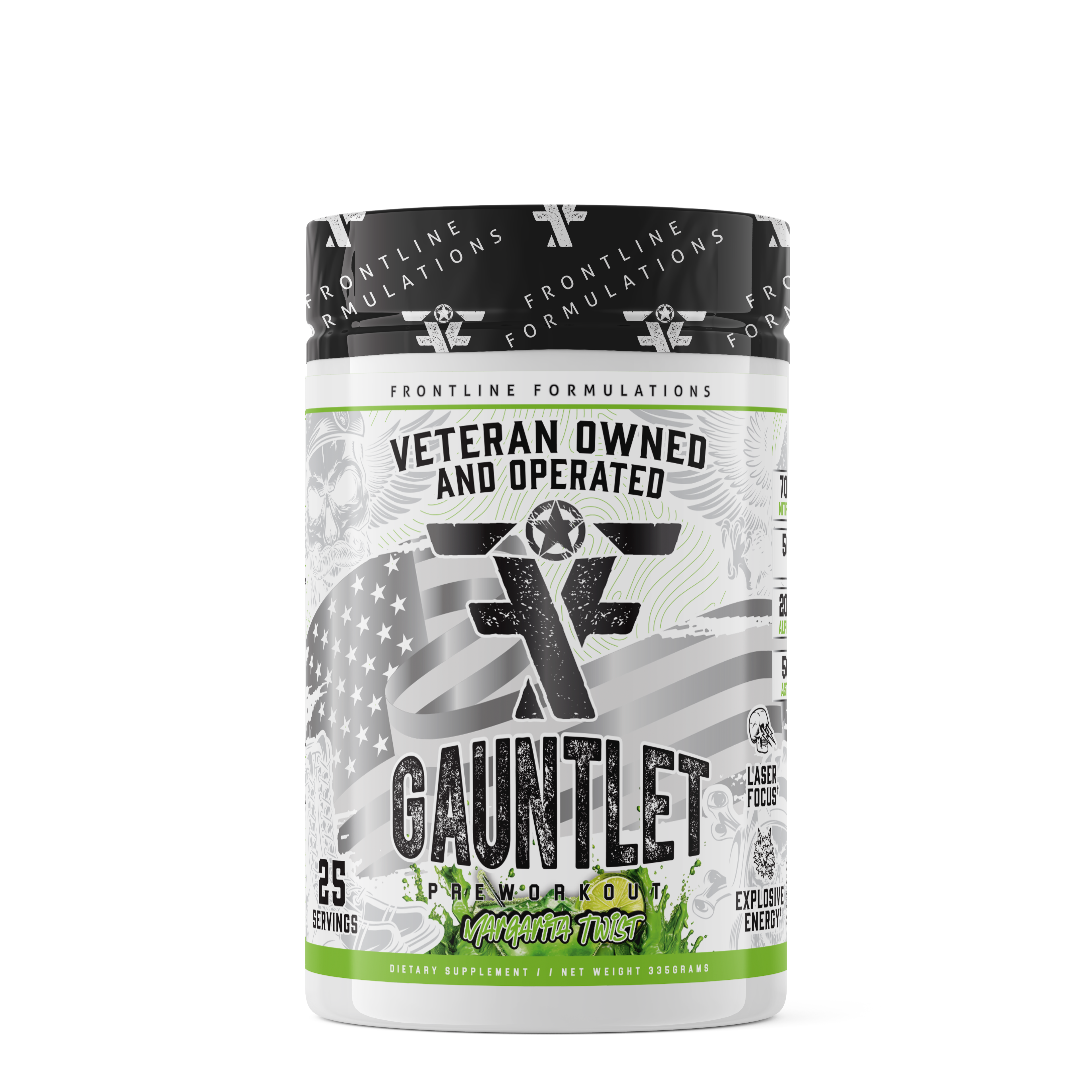 Gauntlet Pre-Workout Gauntlet is quickly becoming one of the most sought-after mid-stim pres on the market! Boasting 275mg of caffeine combined with 50mg of astragin for almost instant absorption! 300mg of L-Theanine to prevent jitters and eliminate that