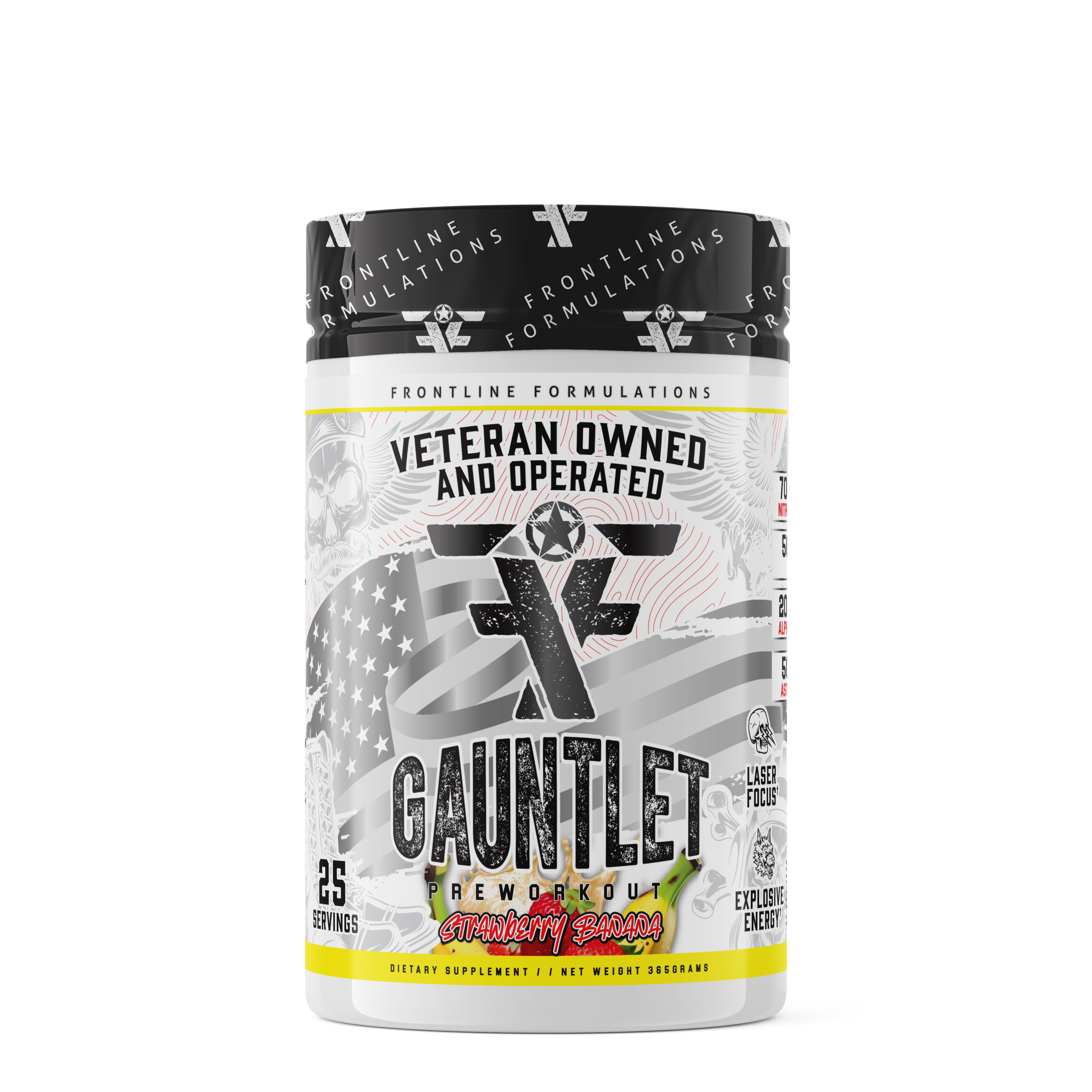 Gauntlet Pre-Workout Gauntlet is quickly becoming one of the most sought-after mid-stim pres on the market! Boasting 275mg of caffeine combined with 50mg of astragin for almost instant absorption! 300mg of L-Theanine to prevent jitters and eliminate that