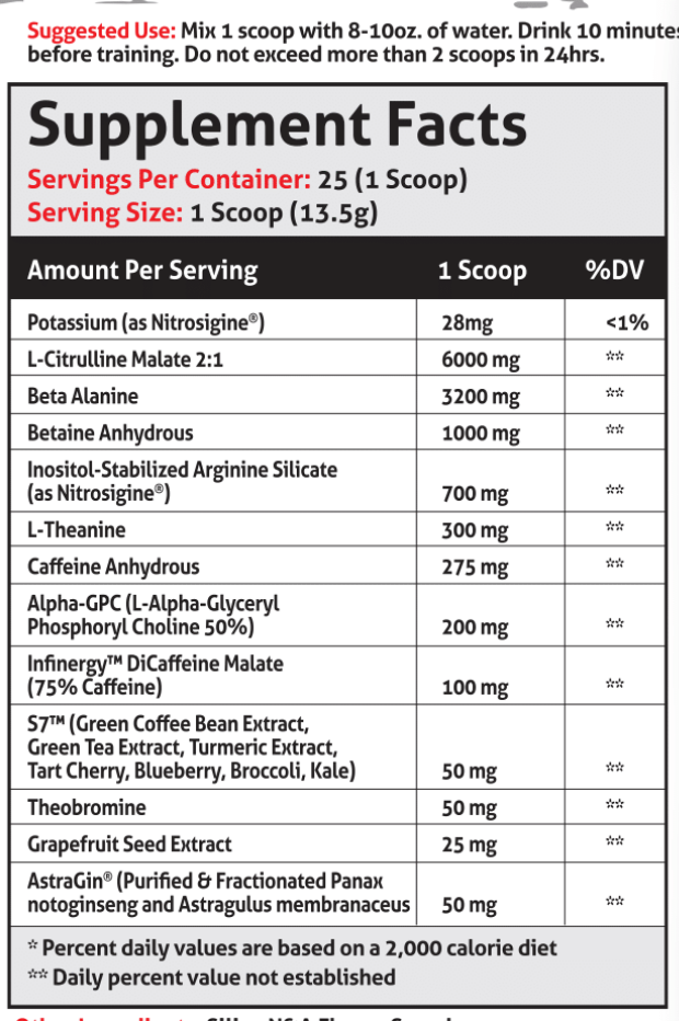 Pumpageddon Gauntlet Creatine Chaos Stack GAUNTLET Quickly becoming one of the most sought-after mid-stim pres on the market! Boasting 275mg of caffeine combined with 50mg of astragin for almost instant absorption! 300mg of L-Theanine to prevent jitters a