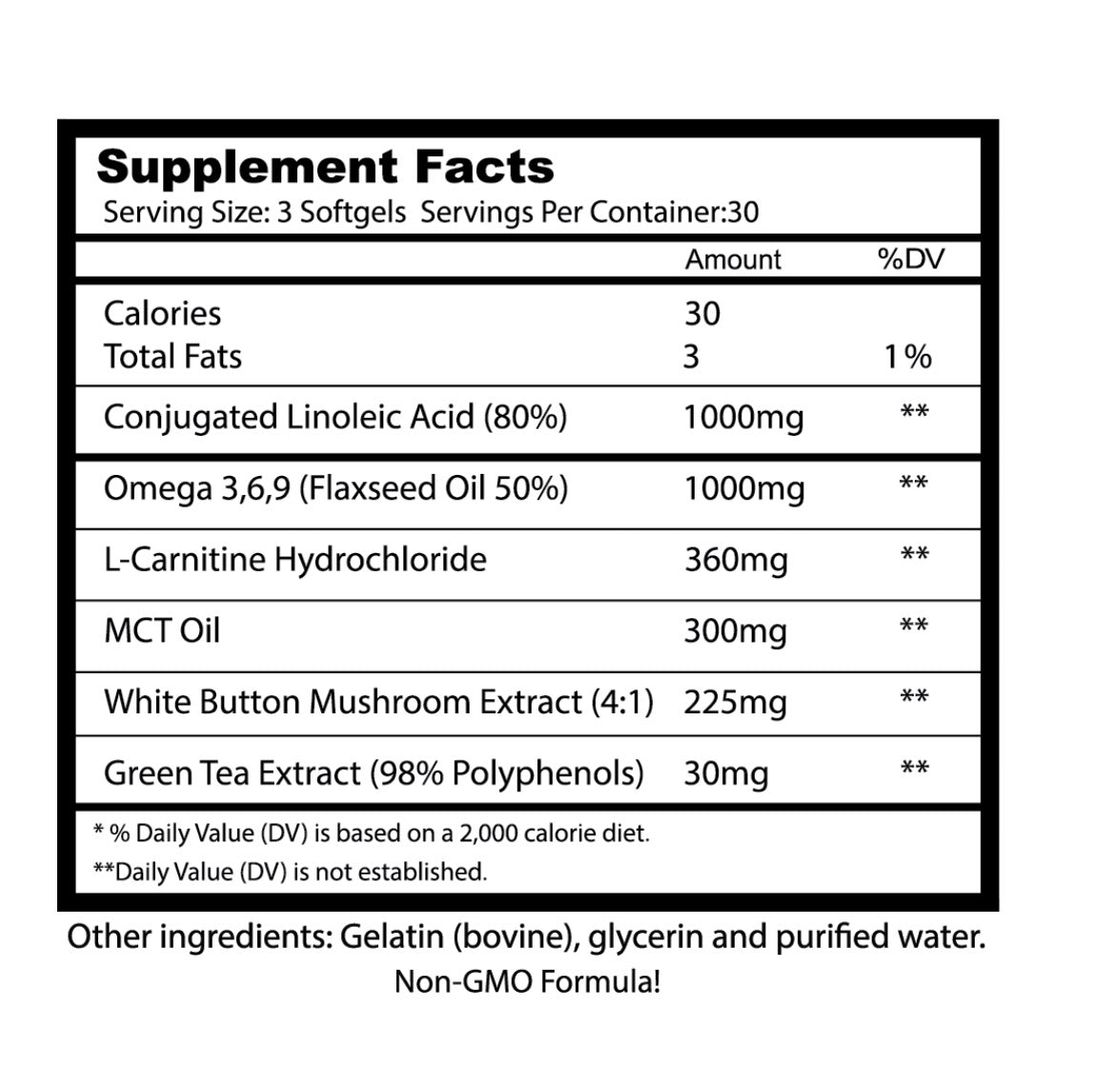 Tight-N-Tone TNT is a non-stimulant muscle toner that combines the heart and cardiovascular benefits of Omega 3, 6, and 9 alongside the metabolism-supporting strength of CLA and L-carnitine. ACTIVE INGREDIENTS: EPA, DHA, & ALA: These vital omegas play a k