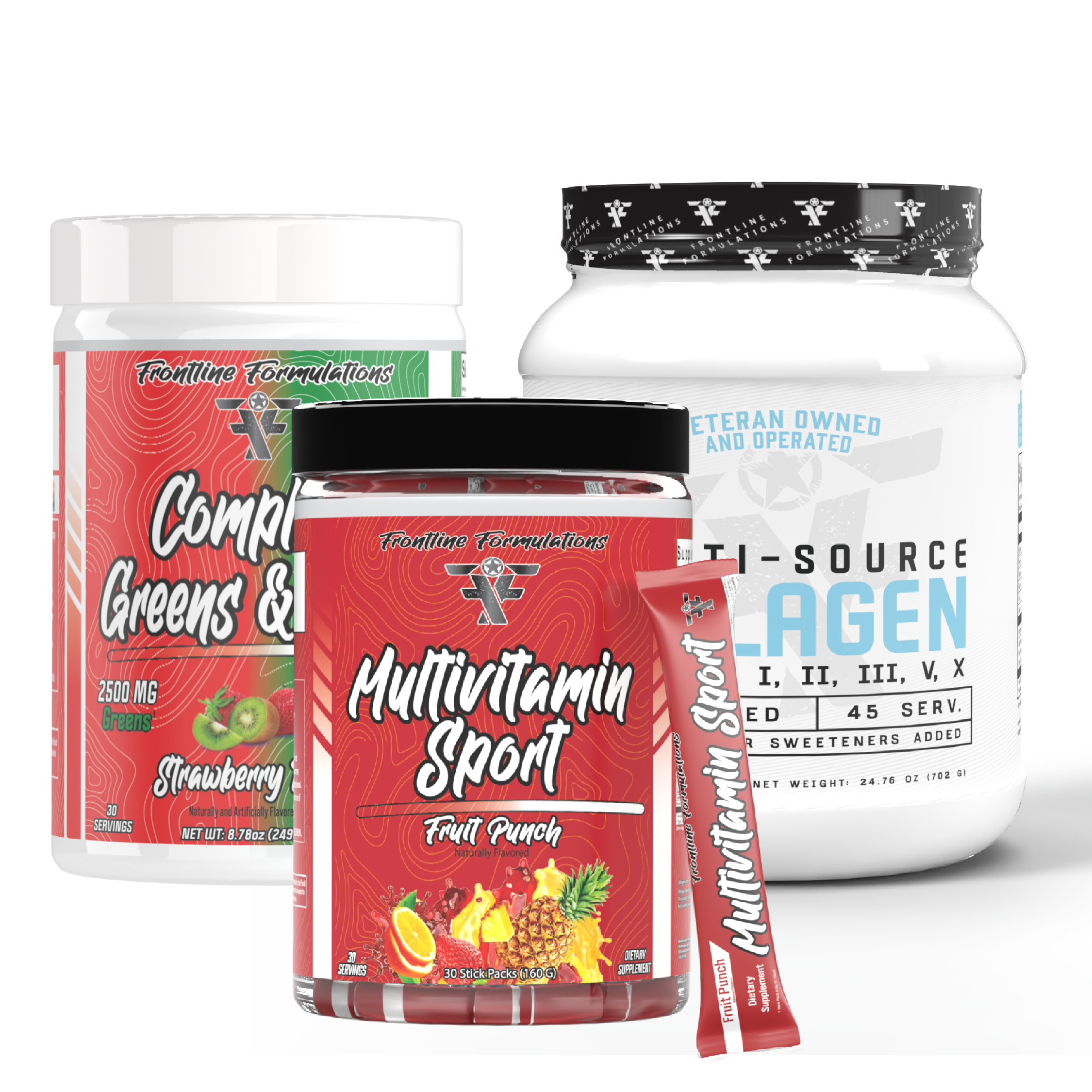 Multi, Reds & Greens, and Collagen Stack