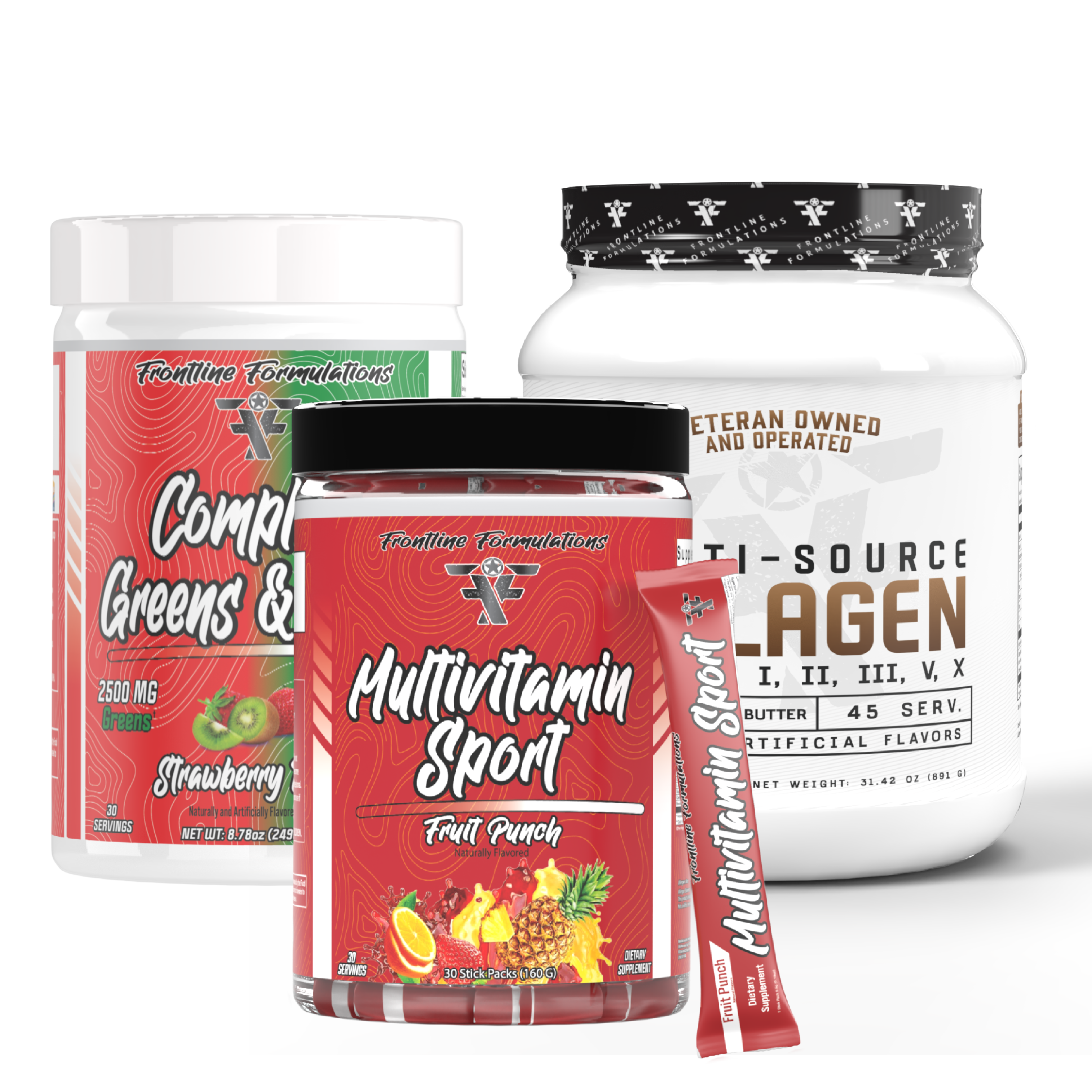 Multi, Reds & Greens, and Collagen Stack