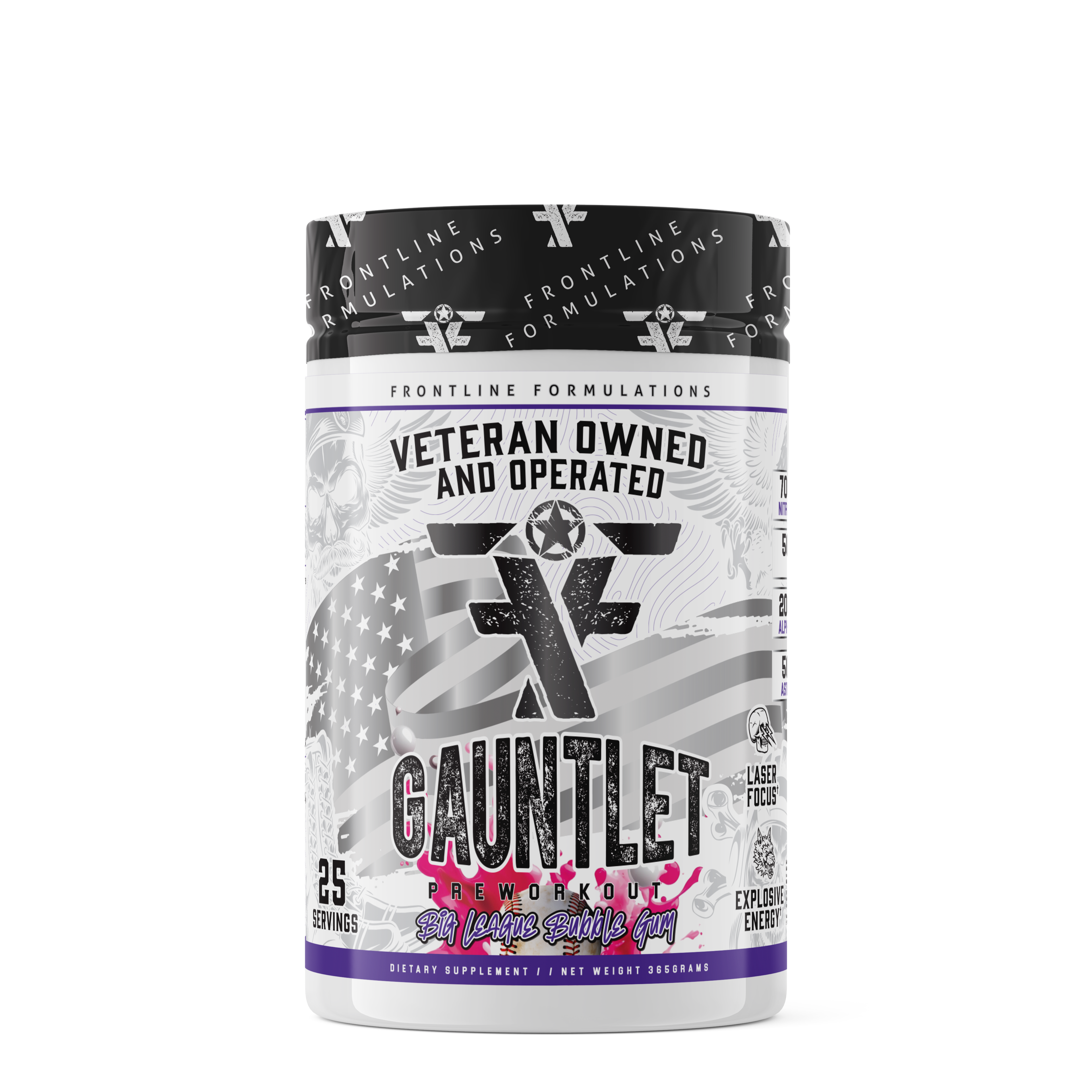 Gauntlet Pre-Workout Gauntlet is quickly becoming one of the most sought-after mid-stim pres on the market! Boasting 275mg of caffeine combined with 50mg of astragin for almost instant absorption! 300mg of L-Theanine to prevent jitters and eliminate that